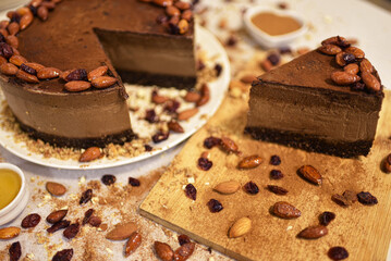 Chocolate Cake with almonds and various berries.