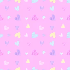 Muurstickers seamless pattern with hearts. © Kanchanaporn