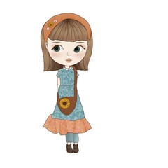 Cute girl fashion in cartoon SD character