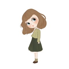 Cute girl fashion in cartoon SD character