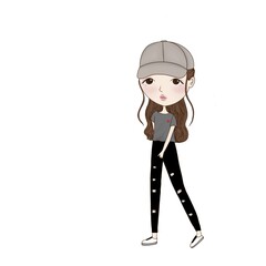 Cute girl fashion in cartoon SD character