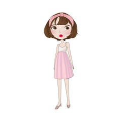 Cute girl fashion in cartoon SD character
