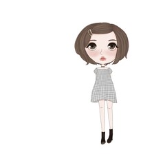 Cute girl fashion in cartoon SD character