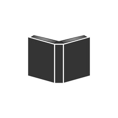 Vector book icon in silhouette style. Book Isolated on Black and White Vector Graphic