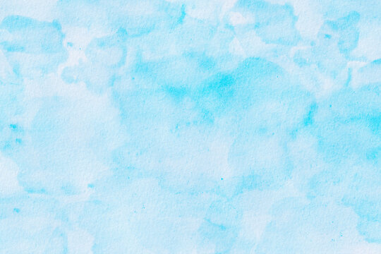 Watercolor illustration cloudy art abstract blue color texture background, clouds and sky pattern. Watercolor stain with hand paint pattern on watercolor paper