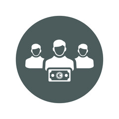 Cash, male, money, user icon. Gray vector design.