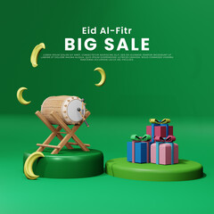 Fototapeta premium 3d bedug drum eid al fitr mubarak sale