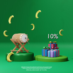 3d bedug drum eid al fitr mubarak with discount sale 10%