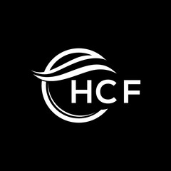 HCF letter logo design on black background. HCF  creative initials letter logo concept. HCF letter design.
