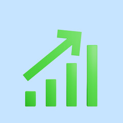 3d illustration of simple chart icon up