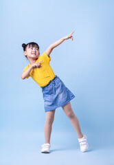 Image of Asian child posing on blue background