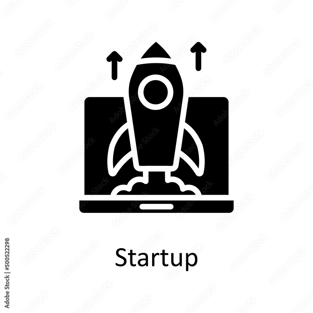 Poster startup vector solid icon design illustration. creative process symbol on white background eps 10 fi