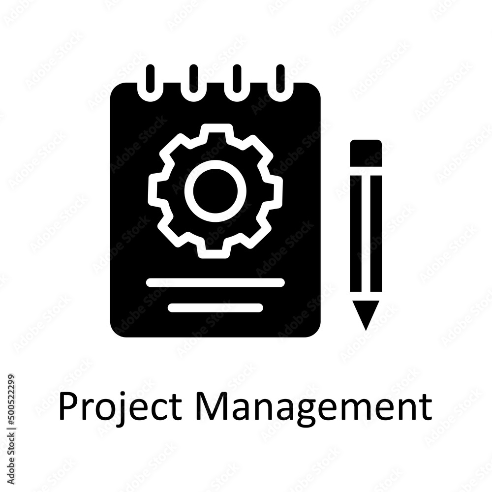 Poster project management vector solid icon design illustration. creative process symbol on white backgroun
