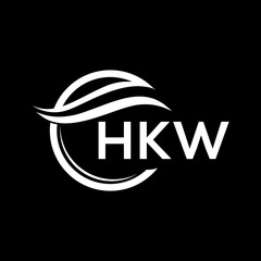 HKW letter logo design on black background. HKW  creative initials letter logo concept. HKW letter design.
