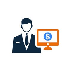 Cash, male, money, male, user icon. Editable vector graphics.