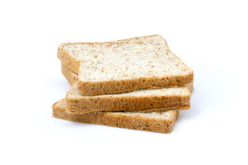 Three sliced bread isolated on white background.