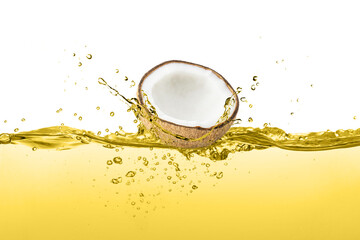 coconut oil splash isolated on white
