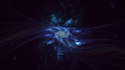 3D rendering abstract blue fractal light background