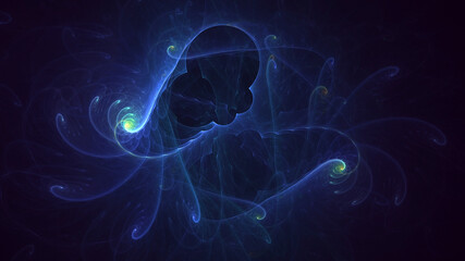 3D rendering abstract blue fractal light background