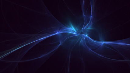 3D rendering abstract blue fractal light background