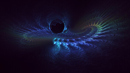 3D rendering abstract blue fractal light background