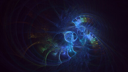 3D rendering abstract blue fractal light background