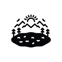 Black solid icon for lake
