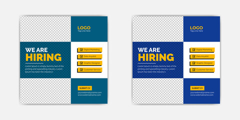 We are hiring job position social media post or job vacancy poster template