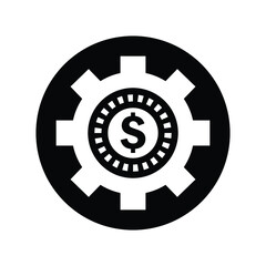 Dollar, settings, configuration icon. Black vector sketch.