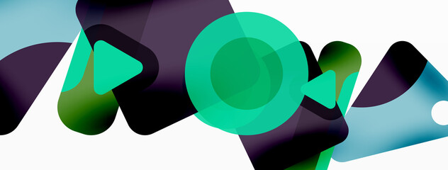 Line, triangle, square and circle primitive composition. Vector geometric minimal abstract background for wallpaper, banner, background, landing page