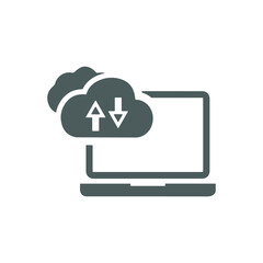 Download, upload, cloud icon. Gray vector sketch.