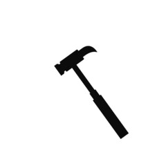 Hammer hitting nail icon. Simple hammer with weighted metal head
