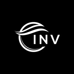 INV letter logo design on black background. INV  creative initials letter logo concept. INV letter design.
