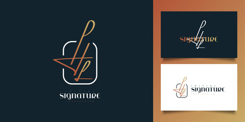Initial H and L Logo Design in Minimalist Handwriting Style. HL Initial Signature for Logo or Business Identity
