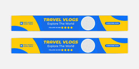 Travel youtube channel art cover template and youtube banner