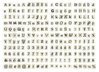 Anonymous Newspaper Letters and Numbers Set. Vector - obrazy, fototapety, plakaty