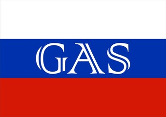 Drawing of the Russian flag with the inscription gas concept crisis