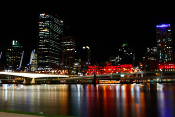Fototapeta na wymiar Brisbane City, Australia. Skyline at night over the Brisbane River.