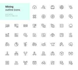 Fototapeta na wymiar Mining outline icons