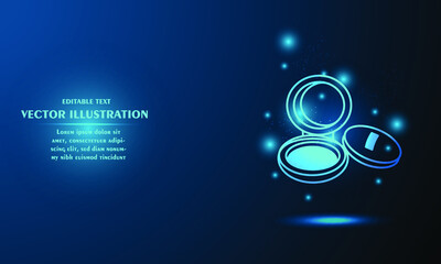 Glowing powder isolated on blue background