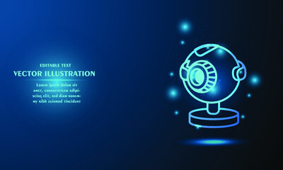 Glowing webcam isolated on blue background