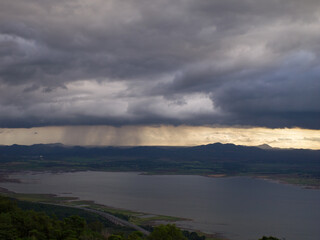 storm clouds over the river