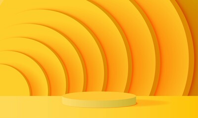 Obraz premium yellow podium in yellow studio room