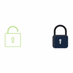 Flat lock and unlock icon vector background