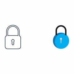 Flat lock and unlock icon vector background