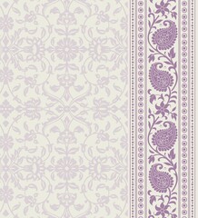 wedding card design, traditional paisley floral pattern , royal India	