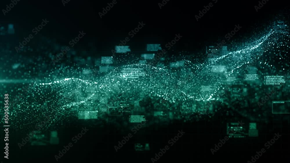 Poster digital cyberspace with animation numbers, technology digital big data network connettion, technolog