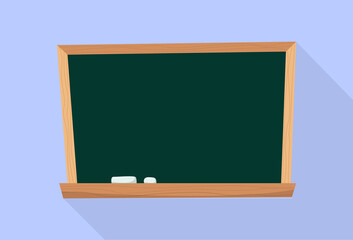 Blackboard with wooden frame, school chalkboard. Vector modern cartoon illustration