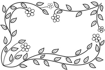 beautiful spring background with black and white flowers and leaves