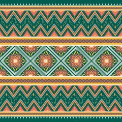 Geometric ethnic retro oriental Indian pattern traditional Design for decoration background, carpet, wallpaper, clothing, wrapping, fabric, card, texture  - obrazy, fototapety, plakaty